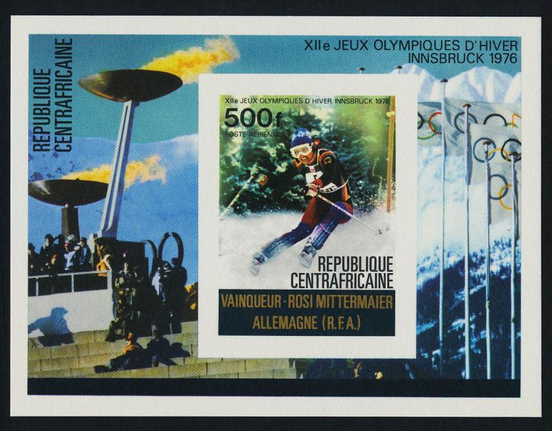 Central Africa C150 Deluxe Sheet MNH Winter Olympics, Skiing