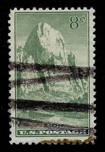 US Scott 747 8c Great White Throne Zion National Park USED F LH Perf 11 1934