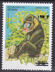 BENIN 2000 1254 150F €100 APES MANDRILLUS MONKEYS MONKEYS OVERPRINT OVERLOAD MNH-