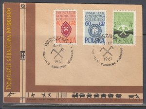 Poland Scott 1021-3 FDC - Polishing Mining Industry, 1,000 Years