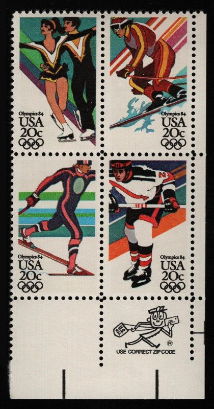 #2070a 20c 1984 Winter Olympics, Zip Block [LR] Mint **ANY 5=FREE SHIPPING** 