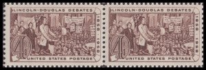 US 1115 Lincoln-Douglas Debates 4c horz pair (2 stamps) MNH 1958