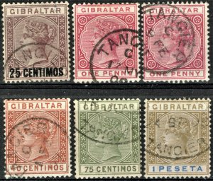 [mag590] Gibraltar 1886-96 Selection used in TANGIER (Morocco) cv:£300