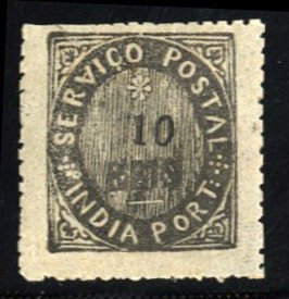 Portuguese Colonies, Portuguese India #45 Cat$40, 1877 10r black, hinged