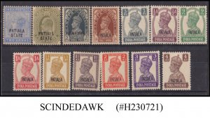 PATIALA STATE - 1885-1946 SELECTED QV KED & KGVI STAMPS - 13V - OVPT - MINT NH