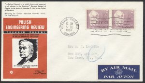 1963 #410 Casimir Gzowski FDC, Pair, Polish Engineering Review Cachet, Ottawa