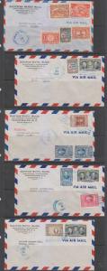 HONDURAS 1947-50 FIVE AIR COVERS WITH DIFFERENT RATES TO BIENNE, SWITZERLAND VF 