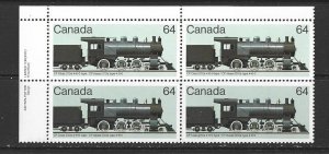 CANADA - 1984 CANADIAN LOCOMOTIVES UPPER LEFT PLATE BLOCK - SCOTT 1039 - MNH