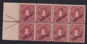 Puerto Rico Stamp #J1 Block of 8 w/ 25 & 36 Degree Overprint Mint Postage Due