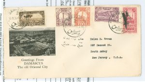 Syria 208/211/C35/C47 Colorful 1934 souvenir cover; Scott values C35 on cover at $10.00