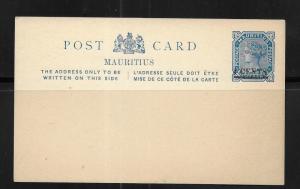 Mauritius Postal Stationery Postcard HG2 Mint