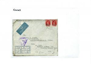 BAHRAIN INDIA Rawalpindi Airmail CENSOR IMPERIAL AIRWAYS WW2 CW103