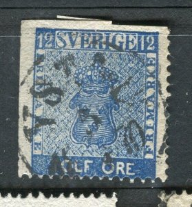SWEDEN; 1858 early classic ' Ore ' issue used Shade of 12ore. + POSTMARK