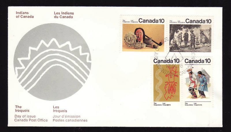 Canada-Sc#578-81-stamps on FDC including 579i variety-missing medallion-The Iroq