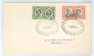 Southern Rhodesia 65-6 1947 King George VI royal family visit (set of two) with a special cancel Royal Tour cancel.