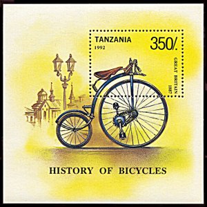 Tanzania 985P, MNH, 1887 Great Britain Bicycle souvenir sheet