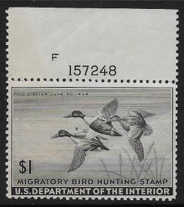 RW12 VF MNH OG PLATE# SINGLE 1945 FEDERAL DUCK HUNTING STAMP (REM #RW12-417)