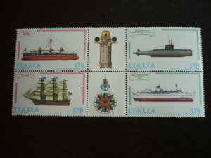 Stamps - Italy - Scott# 1385a - Mint Never Hinged Block of 4 Stamps & 2 Labels