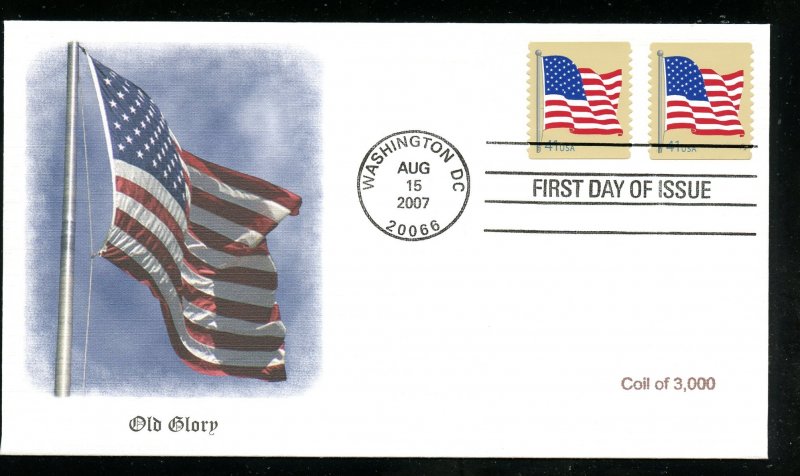 US 4189 Flag coil self adhesive round corners UA Fleetwood cachet FDC