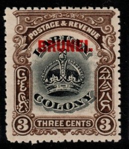 BRUNEI SG14 1906 3c BLACK & SEPIA MTD MINT