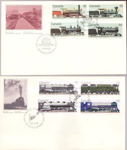 1984 1986 / Combination of 8 Stamps OFDC - Canadian Steam Locomotives