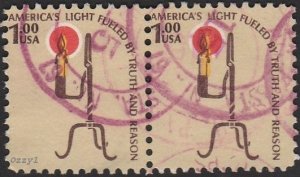 USA #1610 1979 $1 Rush Lamp & Candle Holder USED-VG-NH. Pair