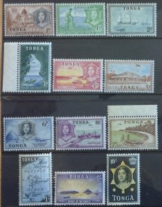 TONGA 1953 DEFINITIVES TO 10/- ( ex 3.5d) UNMOUNTED MINT . CAT £60