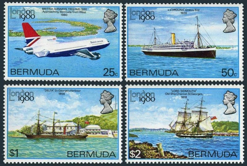 Bermuda 393-396,MNH.Michel 382-385. LONDON-1980:Plane,Ships.