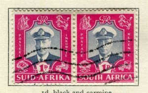SOUTH AFRICA; 1947 early Royal Visit issue fine used 1d. Pair