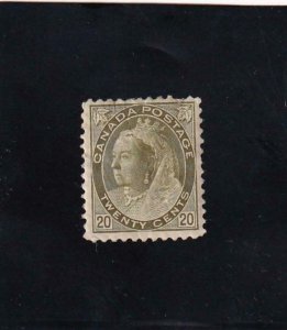 Canada:  Sc #84, 20c Queen Victoria, Small Perf Thin, MH (45350)