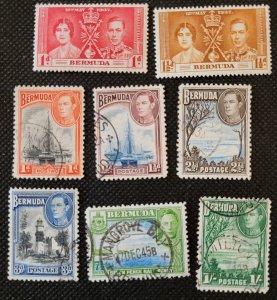 Bermuda, 1938-51, #115-16, 118-122, George VI Coronation &  Scenes, SCV$6.05