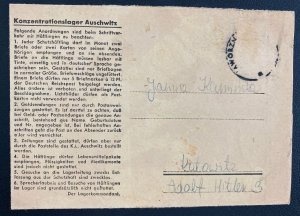 1942 Germany Jaworzno Auschwitz Concentration Sub Camp Letter Cover To Katowitz