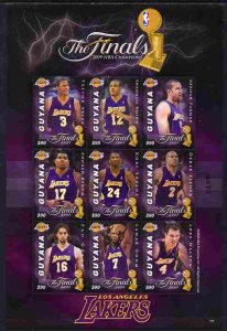 GUYANA - 2009 - Basketball,  L A Lakers - Perf 9v Sheet - Mint Never Hinged