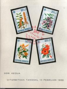 Indonesia 1965-66 Flowers Plant Sc B191-98 + Imperf M/s Presantation Pack # 9649