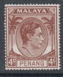 WS-C181 MALAYA - Penang, 1949 Kgvi 4C. Brown SG 6 MNH