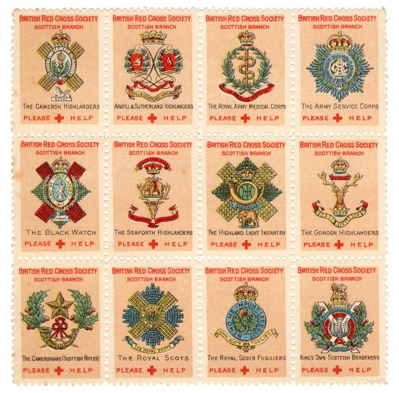 (I.B) Cinderella Collection : British Red Cross - Scottish Regiments Mini-Sheet