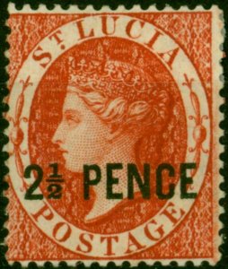 St Lucia 1881 2 1/2d Brown-Red SG24 Fine & Fresh MM