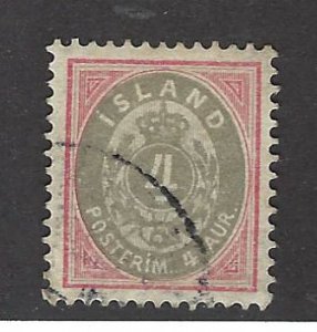 Iceland  SC#23 Used F-VF SCV$25.00...Very Nice!