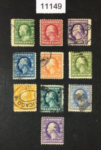 MOMEN: US STAMPS # 331-333,335-341 USED $60 LOT #11149