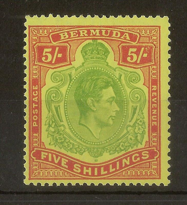 Bermuda 1950 GVI 5/- Keyplate SG118f Perf 13 LHM Cat£35