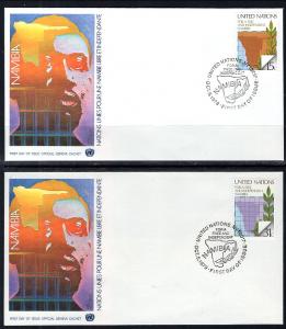 UN New York 312-313 Namibia Geneva Set of Two U/A FDC