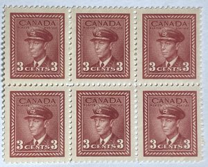 CANADA 1942 #251 King George VI War Issue - Block of 6 MNH *Great Price*