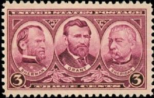 1936 3c Sherman, Grant, Sheridan, Civil War Scott 787 Mint F/VF NH