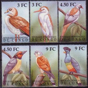 ZAIRE 2000 - Scott# 1522-7 Birds Set of 6 NH