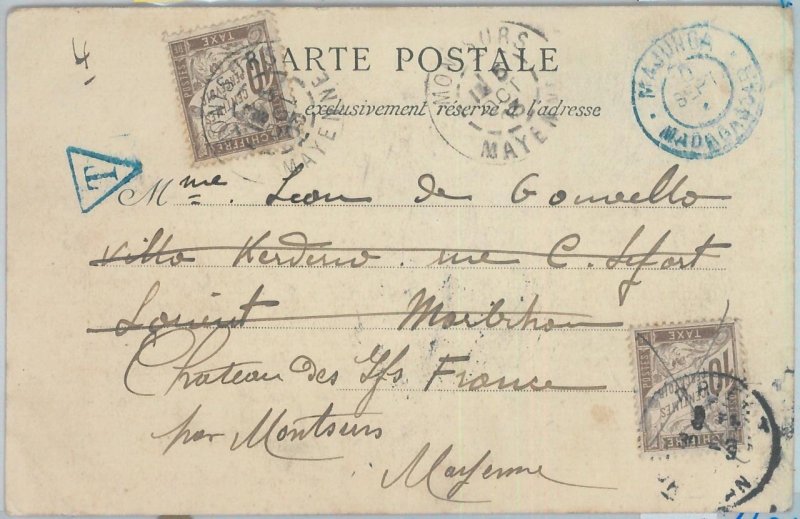 81175 - MADAGASCAR - POSTAL HISTORY -  POSTCARD to FRANCE 1903 TAXED on arrival