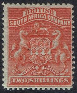 RHODESIA 1892 ARMS 2/- 