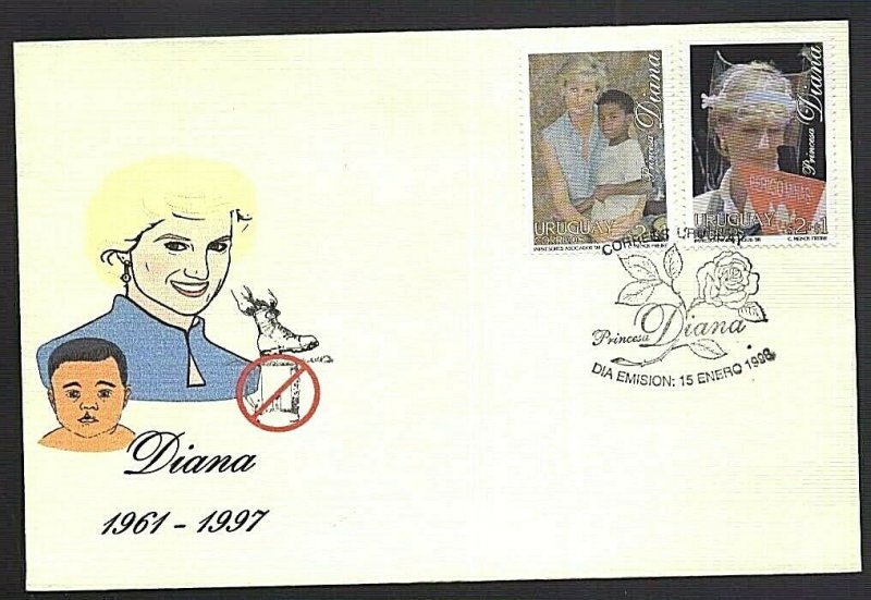  URY-149 URUGUAY 1998 LADY DIANA FDC 