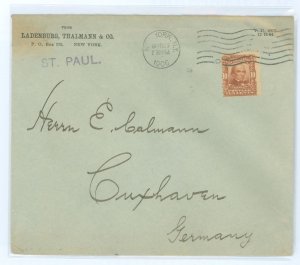 US 307 1906 10c Daniel Webster paying two times the 5c per ounce UPU surface rate on this 1906 cover sent from New York City to
