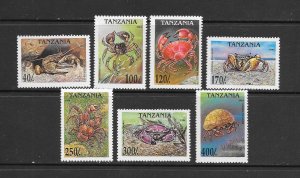 TANZANIA #1295-1301  CRABS  MNH