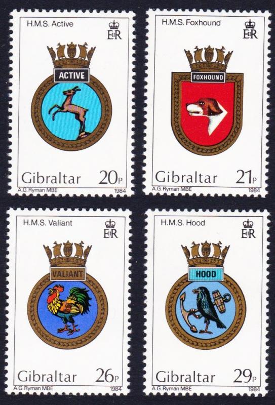 Gibraltar Birds Naval Crests 4v SG#510-513 SC#465-468